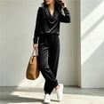 thumbnail image 7 of BRELIL Women's Two Piece Outfits Long Sleeve Pullover Tops Elastic Waisted Wide Leg Pants Casual Lounge Sets Solid Boho Vacation Travel Tracksuit Loungewear, Black S, 7 of 7