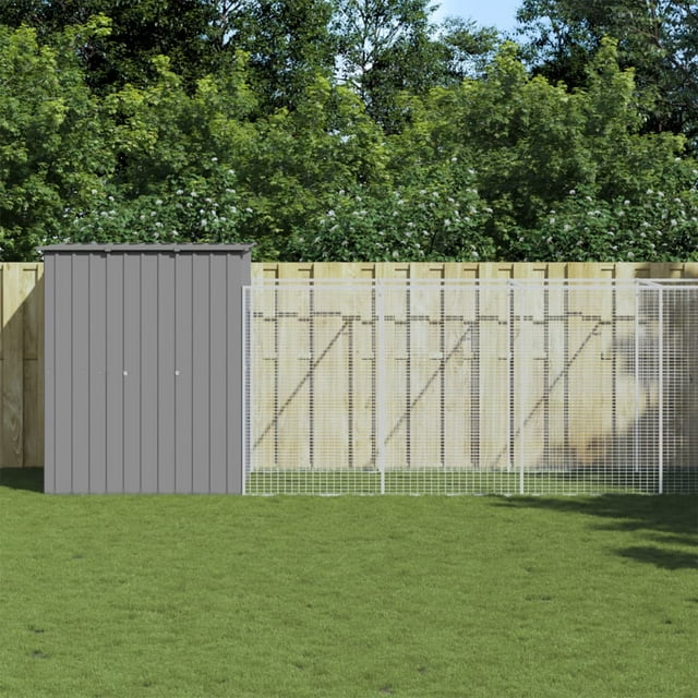 vidaXL Maison pour Chien avec Rangée Gris Clair 165x1271x181 cm Acier Galvanisé