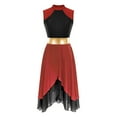 thumbnail image 4 of Alvivi Women's Praise Worship Dance Dress Asymmetrical Hem Chiffon Liturgical Lyrical Dance Costume Red&Black M, 4 of 6