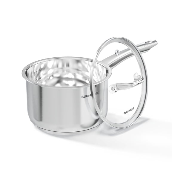SUNHOUSE – 3 Quart Stainless Steel Saucepan with Lid