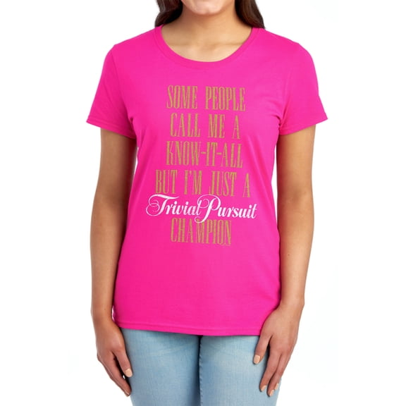 Trivial Pursuit Know It All Women's T Shirt, Hot Pink, Small