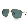 thumbnail image 4 of Mens Luxury Mobster Rectangular Double Bridge Racer Metal Rim Sunglasses Gold - Green, 4 of 7