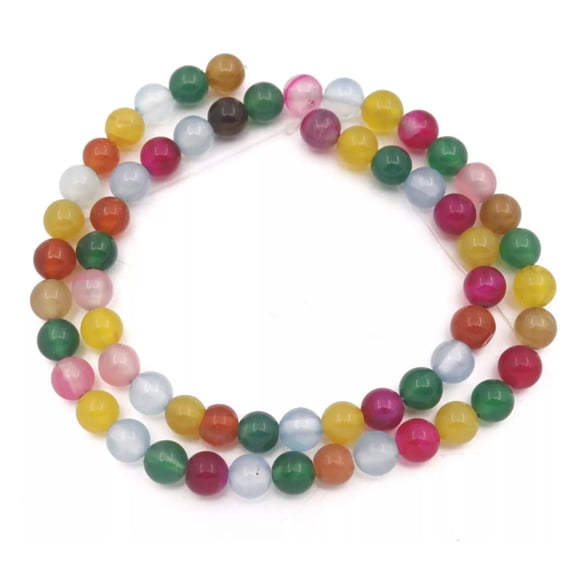 K-KED 6mm Round Multi-color agate loose beads Delicate Jewelry making DIY strand 14" long