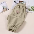 thumbnail image 2 of Ahuyic Long Pants for Kids,Boys Girls Bear Print Pants 3-12 Years Elastic Waist Casual Trousers with Pockets for Fall Winter,10 Years Khaki, 2 of 4
