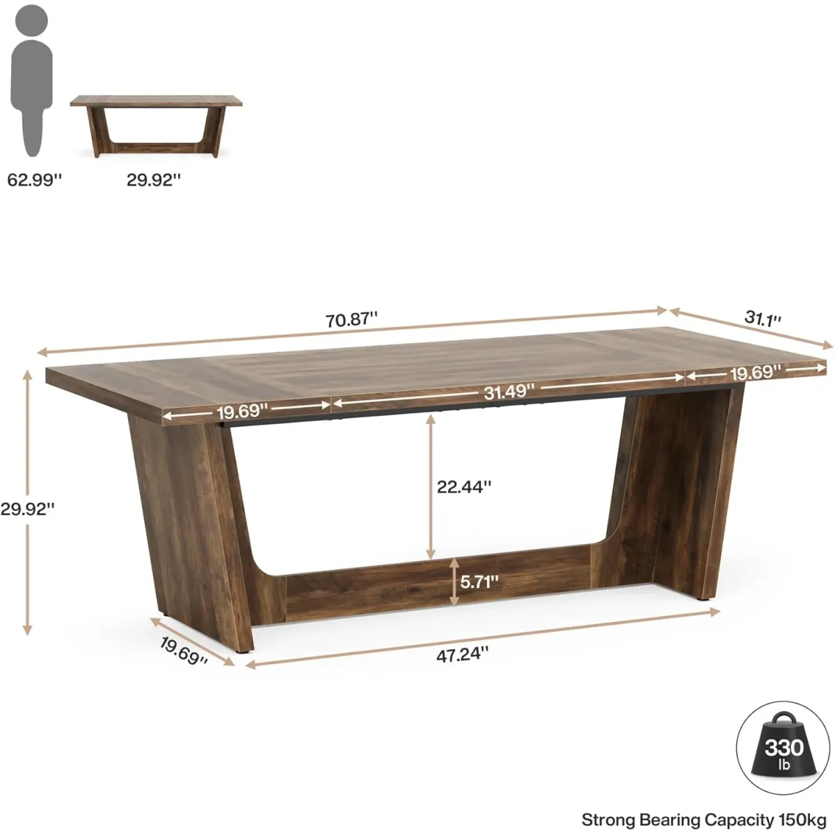 Miekor Furniture Large Executive Desk,Industrial Computer Desk,Conference table No0126