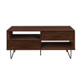 thumbnail image 3 of 42" 2-Drawer Wood Coffee Table with Hairpin Legs - Dark Walnut/ Black, 3 of 6