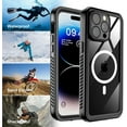 thumbnail image 3 of Magnetic for iPhone 14 Pro Max Waterproof Case,[Built-in Screen Protector][IP68 Underwater][15FT Military Dropproof][Compatible with MagSafe] Full Body Shockproof Phone Case-Black/Clear, 3 of 14