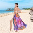 thumbnail image 6 of FORMRS Womens Beach Sarong Semi-Sheer Bikini Wrap Skirt Swimsuit Cover-ups, Large Purple Flowers, 6 of 7