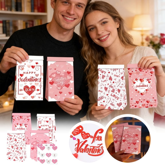 Big Dot of Happiness Happy Galentine’s Day - Valentine’s Day Gift Favor Bags - Party Goodie Boxes - Set of 12