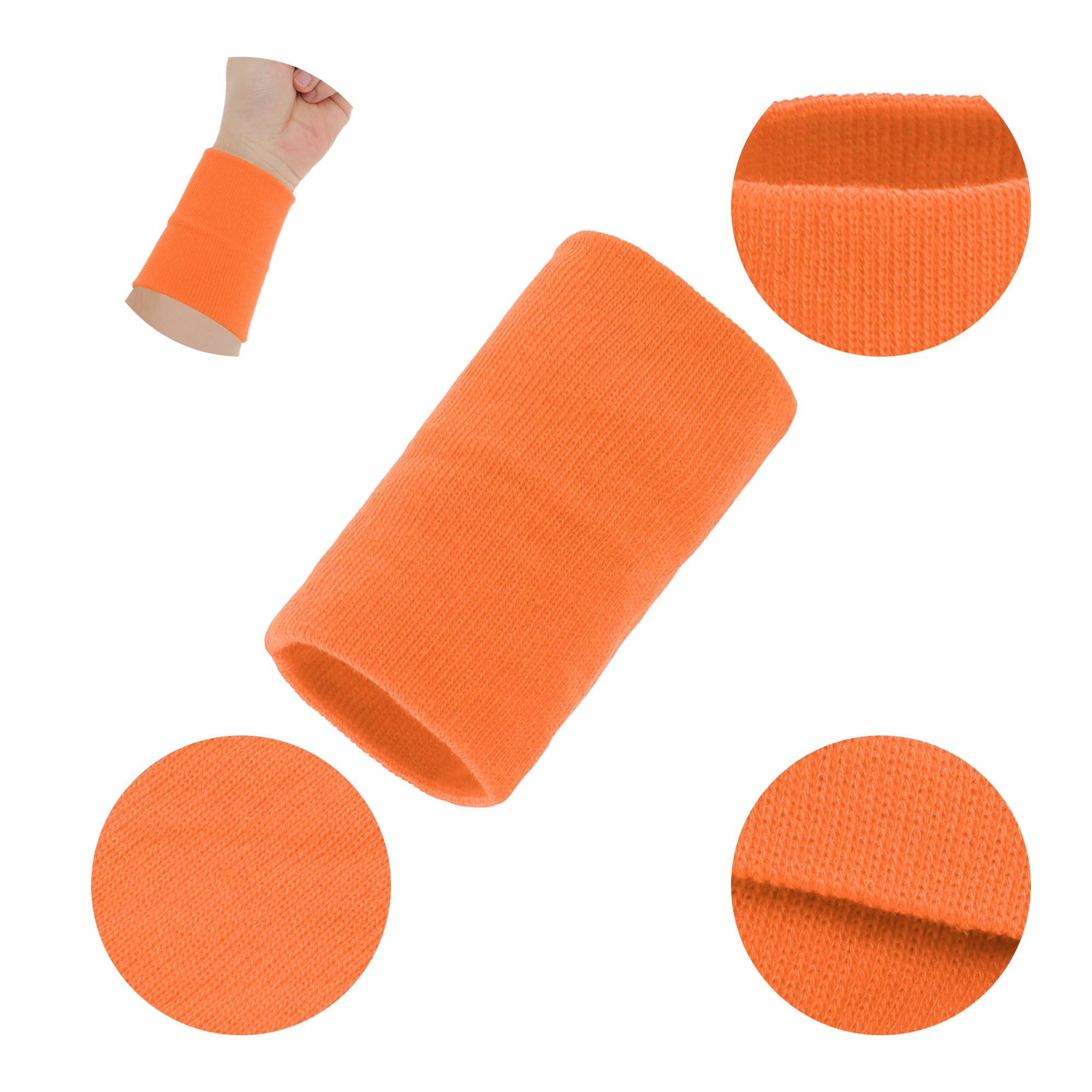Unique Bargains 1 Pair of Sweat Absorbent Quick Drying Sports Wristbands Orange M