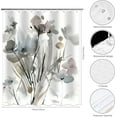 thumbnail image 2 of Gray Flower Shower Curtain, Oil Painting Shower Curtain, Watercolor Floral Farmhouse Shower Curtain Set Waterproof Bath Curtain Bathroom Decor with 12 Hooks, 72x72 inches, 2 of 6