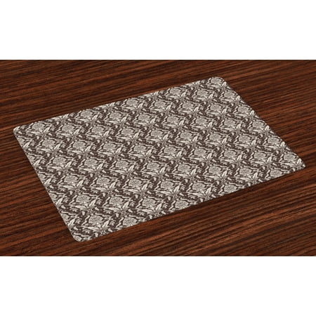 

Damask Placemats Set of 4 Wildflowers with Symmetric Leaves Vintage Arrangement Curls and Swirls Design Washable Fabric Place Mats for Dining Room Kitchen Table Decor Dark Brown Cream by Ambesonne