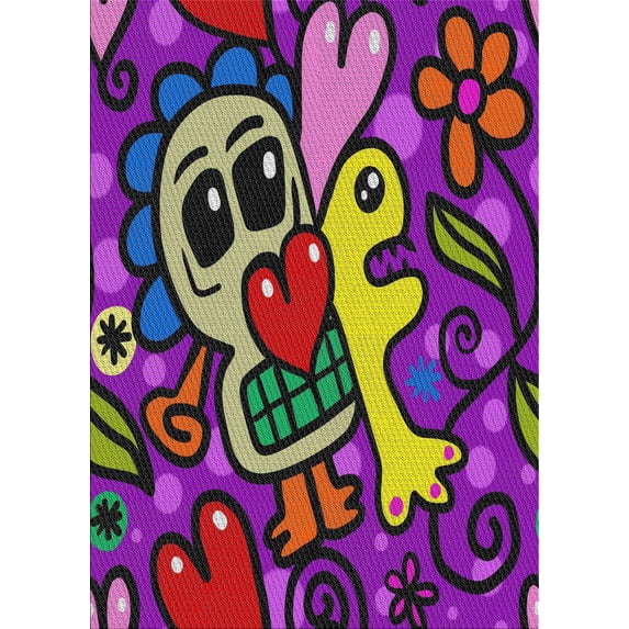 Ahgly Company Indoor Rectangle Patterned Rose Purple Abstract Area Rugs, 5' x 7'