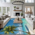 thumbnail image 3 of 5'x7' Area Rugs for Living Room Bedroom, Palm Trees Washable Rug Carpet Runner Indoor Outdoor, Summer Beach Coastal Nautical Sea Ocean Non Slip Floor Mats Area Rug for Kitchen, Nursery, 3 of 8
