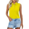 thumbnail image 3 of Yigetop Sleeveless Polo Shirts for Women, Shirts for Women 2025 Summer Button Down Collared Sleeveless Tops Business Work Casual Basic Blouses Golf Shirts for Woman Yellow L, 3 of 6