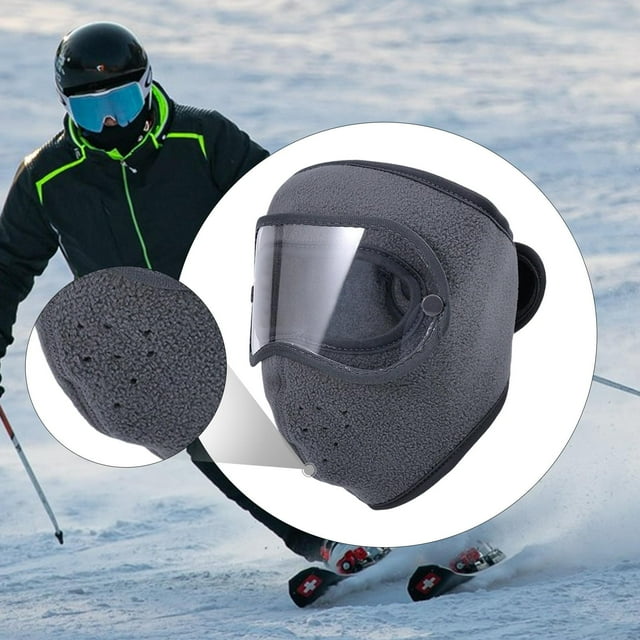 Funda facial cálida de invierno, transpirable, para exteriores, de forro polar, resistente al frío, para adultos, hombres, mujeres, senderismo, camping, regalo Gris