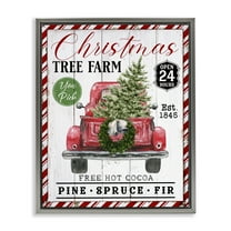 Stupell Industries Holiday Tree Farm Sign Holiday Painting Gray Floater Framed Canvas Art Prints Wall Art, 25 x 31
