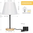 thumbnail image 2 of Haitral Black Bedside Lamp with Wood Base Fabric Shade Set of 2, 2 of 7
