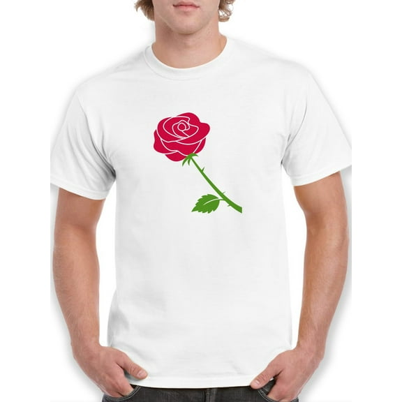 Red Rose Design Graphic Men White T-Shirt, Male Small