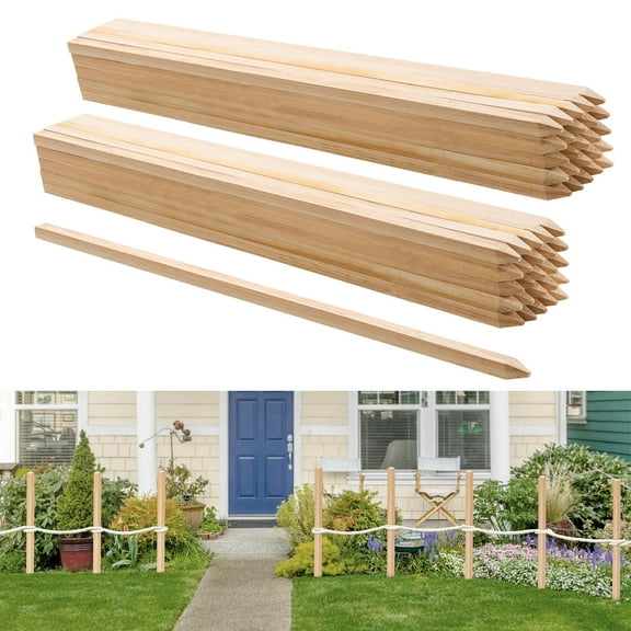 VEVOR Wooden Garden Stakes, 50 Pcs 36x0.75x0.75 in Survey Grading Stakes, Garden Ground Stake with Sharp Point, Fir Wood Plant Support Stake, Sign Posts for Silt Fence Backyard Boundaries Baselines