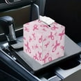 thumbnail image 7 of FUIALDOLG Tissue Box Cover Waterproof, Pink Ribbon Square PU Leather Tissue Box Holder, Modern Facial Paper Organizer Dispenser for Bathroom, Car, 5.1''X5.1''X5.5'', 7 of 7