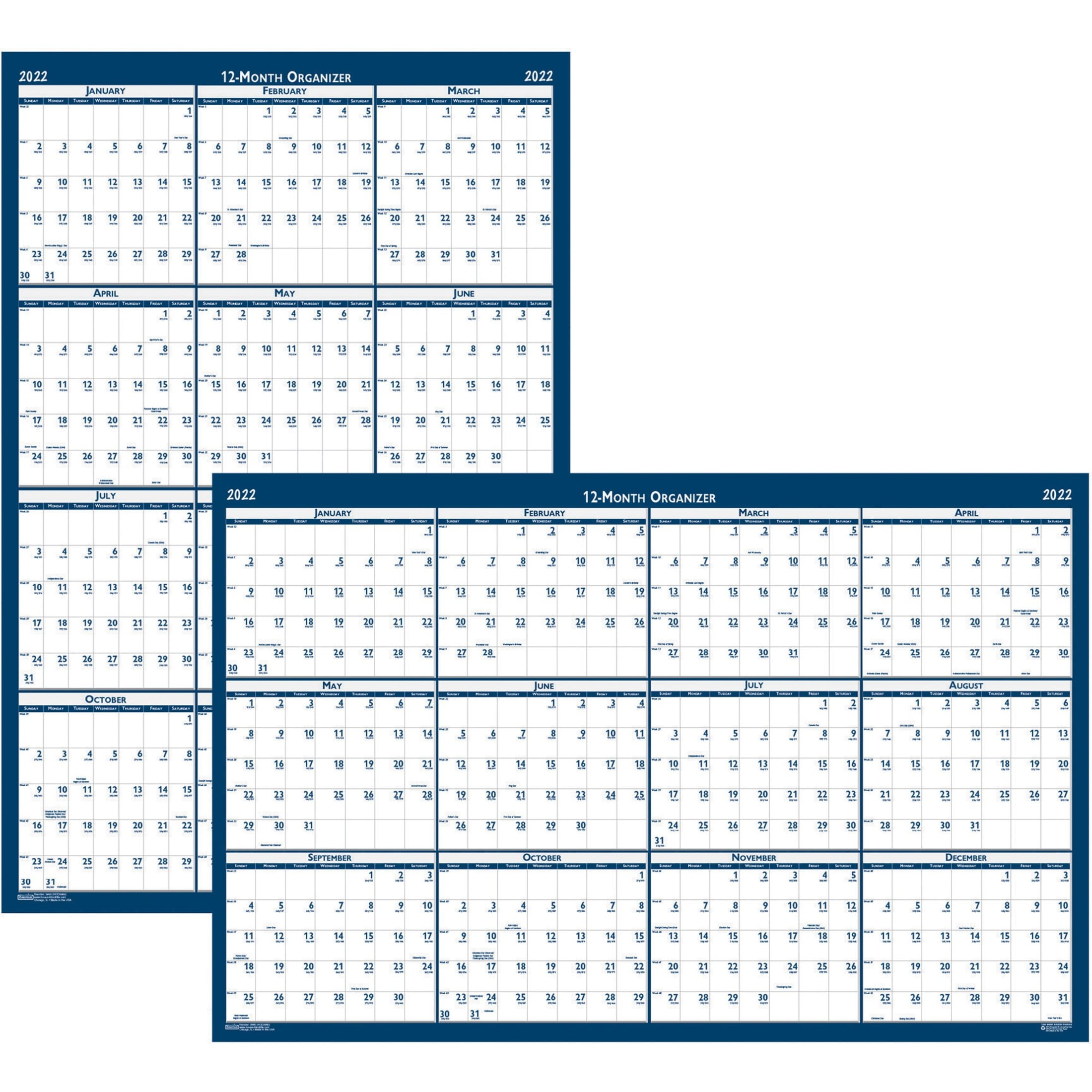 House of Doolittle, HOD3960, Write-on Laminated Wall Planner, 1 Each, Blue,Gray