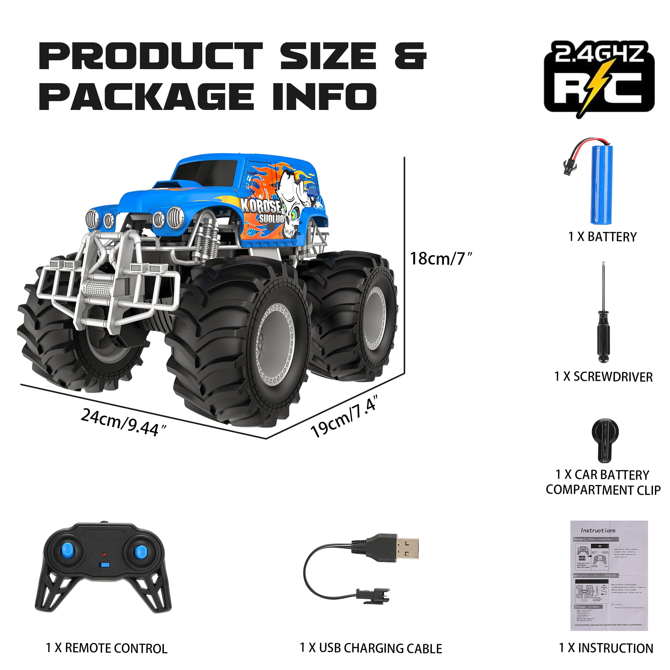 Amphibious Remote Control Car Toys for Boys Girls 2.4GHz 1:16 All Terrain Off-Road RC Car Waterproof RC Monster Truck Kids Pool Toys Remote Control Boat Gifts for Christmas