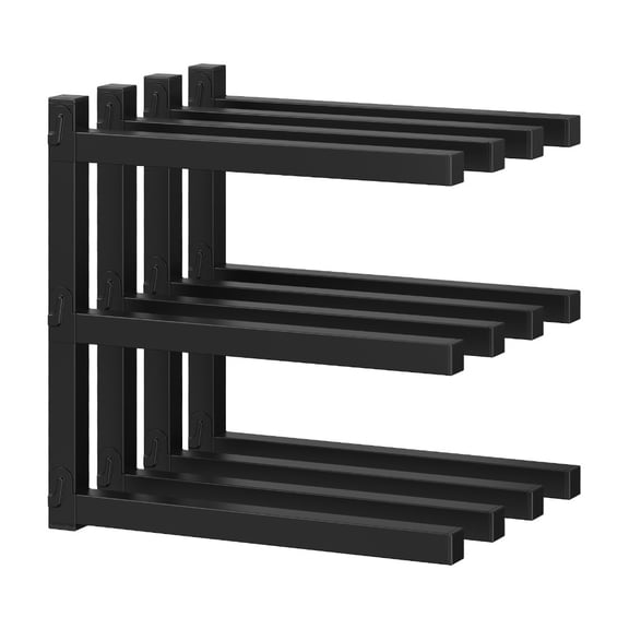 Lumber Storage Rack Wall Mount, Heavy Duty Metal Wood Organizer with 6-Level Each Shelf Holds Up 200 Lbs, Indoor & Outdoor Use - Black