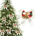 thumbnail image 2 of hulanddfd Christmas Tree Bows, 3.15"x 2.76" White Christmas Bows Xmas with Bells Hanging Decoration for Xmas Tree Wreath and Wedding Party Holiday Decor, 2 of 6