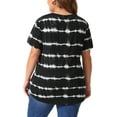 thumbnail image 4 of DARING DIVA Women's Plus Size V Neck Short Sleeve Loose Tie Dye Tunic Tops 1X Black, 4 of 6