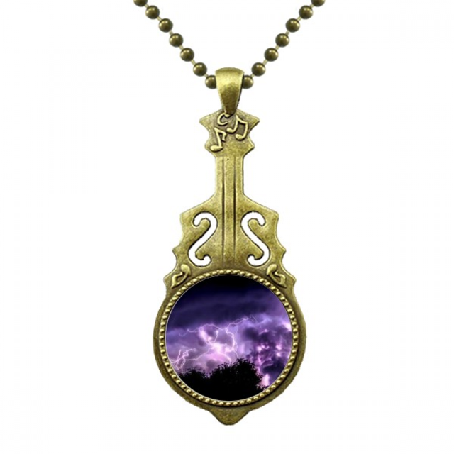 Purple Thunder cielo nocturno Collar Guitarra Antigua Joyería Música Colgantes Unbranded M