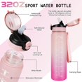 thumbnail image 2 of LAICAIW 32 oz Water Bottles with Time Marker BPA Free Sport Drinking Bottle with Straw, Dishwasher Safe Lock Cover Leakproof Motivational Water Bottle Non-Toxic Canteen Bottle (Pink Rose), 2 of 7