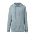 thumbnail image 4 of ZHOUCHANKIDS Slim Fit Women's Hooded Sweatshirt Women's Knit Hooded Pocket Hoodie for Everyday Comfort Blue M, 4 of 6