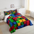 thumbnail image 4 of Erosebridal Colorful Comforter Set Full, Building Blocks Bedding For Teens, 3D Rainbow Construction Brick Bedding Comforter Sets Funny Patchwork Geometric Rectangle Duvet Insert, 4 of 5