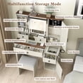 thumbnail image 4 of Longtingus Farmhouse Makeup Vanity with Charging Station and Jewelry Cabinet, 42-Inch Glass Top Table Set, 4 of 11
