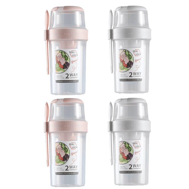 Leak-Proof Overnight Oats Containers with Lids - Yogurt Containers with Lids - Mason Jars Stackable Design, 4-Pack