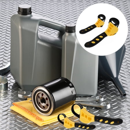 OULII 2Pcs Yellow Oil Filter Wrench Rubber Strap Manual Tool for Home Use with Wide Application