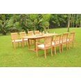 thumbnail image 4 of Grade-A Teak Dining Set: 8 Seater 9 Pc: 94" Mas Oval Trestle Leg Table And 8 Mas Stacking Arm Chairs Outdoor Patio WholesaleTeak #WMDSMS27, 4 of 4