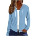 thumbnail image 2 of Hoodies for Women Baeitkot Women's Fashion Solid Color Casual Long Sleeve Tops Blouse Sweatshirts Zipper Hooded Thin Jacket, 2 of 8