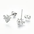 thumbnail image 3 of 5 pair Brass Micro Pave Clear Cubic Zirconia Stud Earrings with Ear Nuts Nickel Free Bees Platinum 8x8.5mm Pin: 0.8mm, 3 of 3