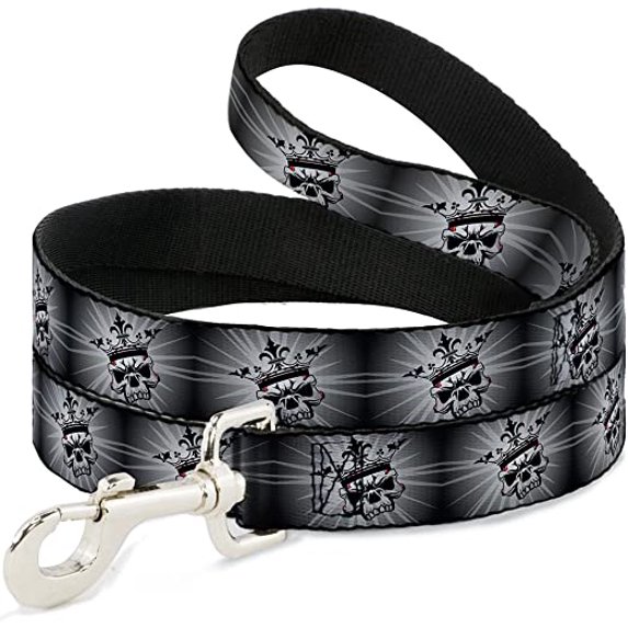 buckle-down dl-w31105 king skull blocks rays grays dog leash