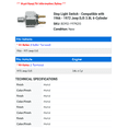 thumbnail image 2 of Stop Light Switch - Compatible with 1966 - 1972 Jeep DJ5 3.8L 6-Cylinder 1967 1968 1969 1970 1971, 2 of 2