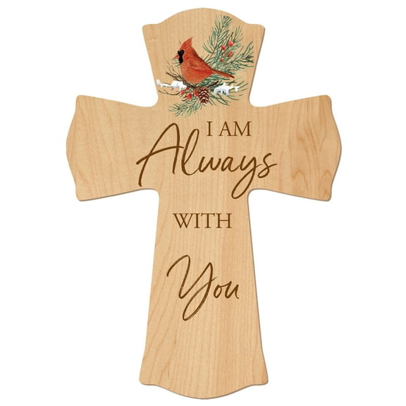 Memorial Wooden Wall Cross 8x11 Cardinal Bereavement Gift for Loss on Loved One – I Am Always With You