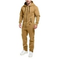 thumbnail image 2 of Men's Hooded Jumpsuit Zip Up Pajamas Playsuit Jogger Sweatsuit Overall Romper, Fleece-Lined for Winter Lounge and Comfortable Sleepwear,Khaki,3XL, 2 of 7