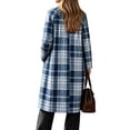 thumbnail image 6 of Dzrciro Plaid Long Coat for Women, Long Sleeve Lapel Open Front Button Checkered Trench Coat, Elegant Fashion Fall Outerwear S-2XL, 6 of 7
