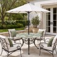 thumbnail image 2 of Round Outdoor Tablecloth with Umbrella Hole and Zipper, Tropical Palm Tree Tablecloth with Elastic Waterproof, Sage Green Plants Coastal Leaf Beach Patio Table Covers for 36" - 44" Pool Tables, 2 of 9