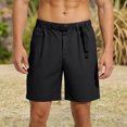 thumbnail image 2 of Men's Hiking Cargo Shorts 10" with Zipper Pockets Quick Dry Casual Stretch Golf Work Elastic Waistband Short Outdoor Summer Black, 2 of 9