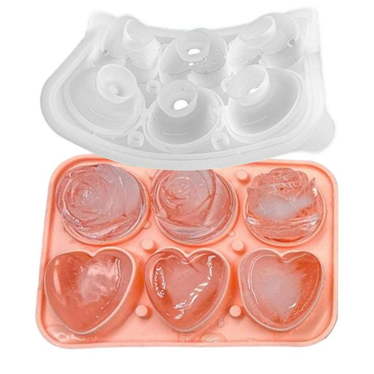 Tohuu Whiskey Ice Cubes Mold Easy Release Silicone Flower Ice Cube Molds 3  Heart & 3 Rose Shape Household Ice Box for Frozen Cocktail Whisky Coffee  Juice good 