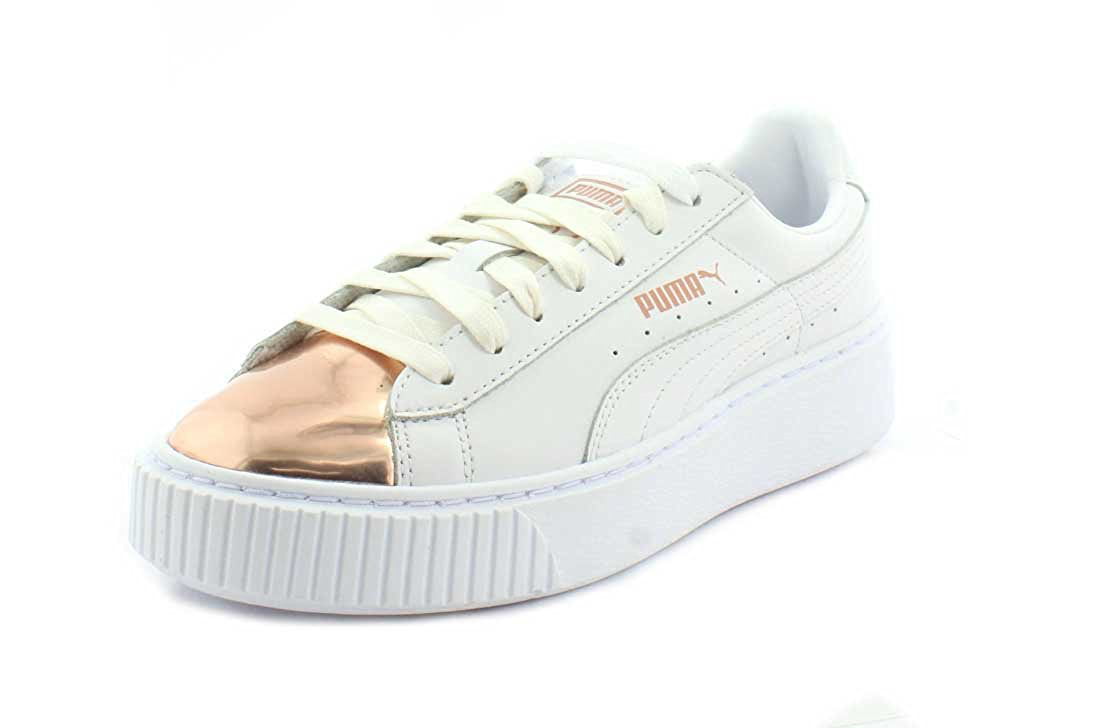 Druppelen stel voor Behoren puma basket platform metallic sneaker - white / rose gold - Walmart.com