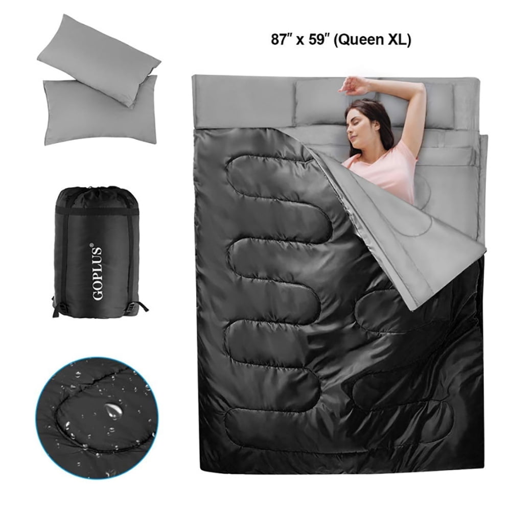 Kadyn Sleep Pad, Self Inflating Sleeping Pad, Camping Mattress, Camping Beds, 2 Person Waterproof Sleeping Bag with 2 Pillows-Black